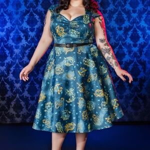 Pinup Girl Clothing Pinup Couture Heidi Dress in Astrology Print 2X